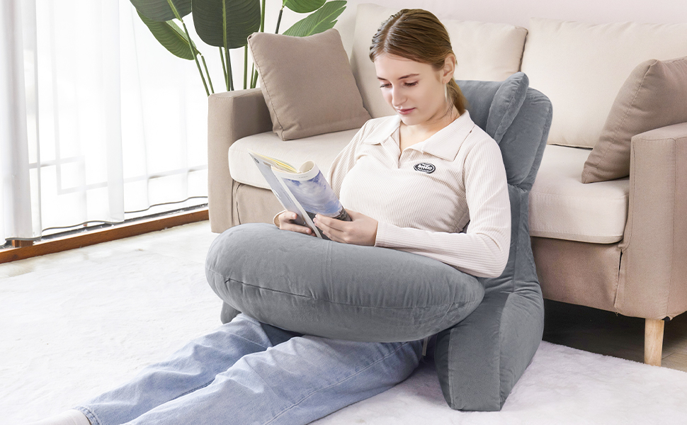 Подушка для читання та ігор AS AWESLING з підтримкою спини - подушка для шиї та попереку для ліжка, дивана, підлоги, з підставкою для ніг