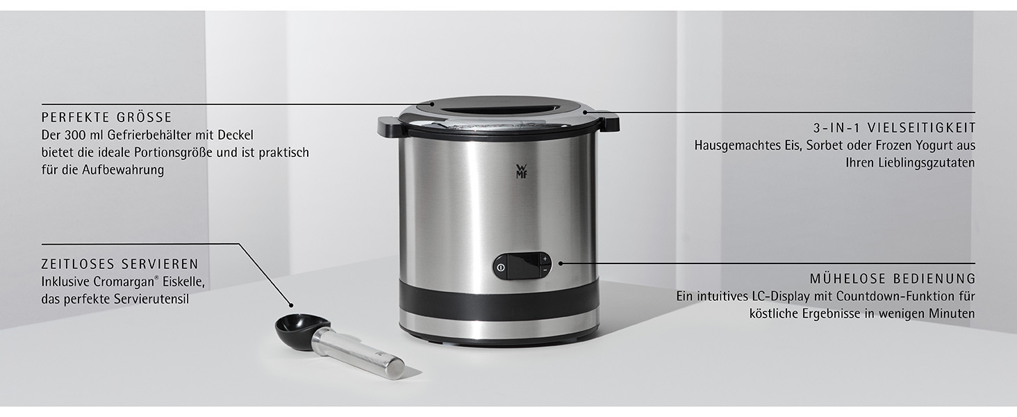 WMF Küchenminis Контейнер для заморожування з кришкою для морозива 3-в-1 (йогурт, сорбет, морозиво) 300 мл - аксесуар