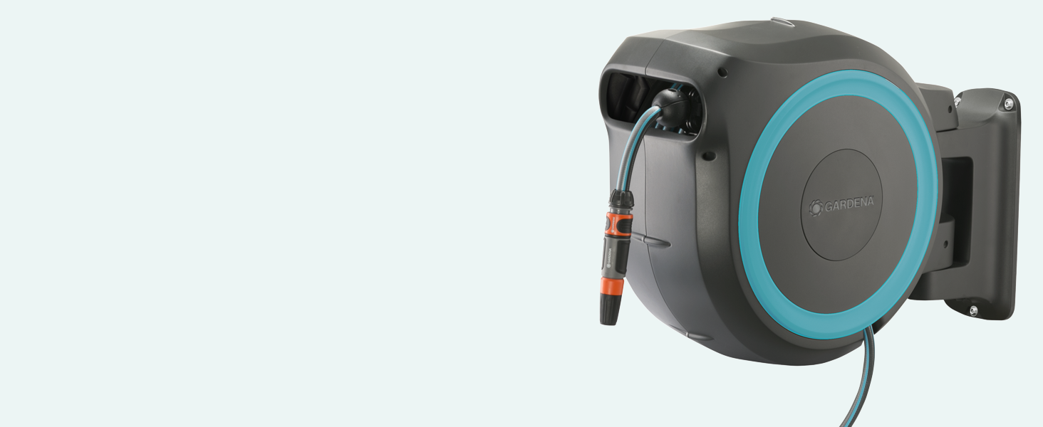 Шланг садовий Gardena RollUp M/L (блакитний) 25 м: гнучкий полив для середніх та великих садів, поворотний, з 25 м шлангом преміум-якості та монтажним комплектом (18620-20)