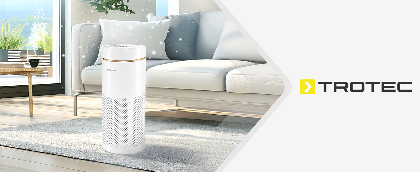 Повітряочисник TROTEC AirgoClean 170+ - HEPA фільтр для алергіків, до 42 м², видаляє 99,97% частинок, 5 режимів, Turbo, білий