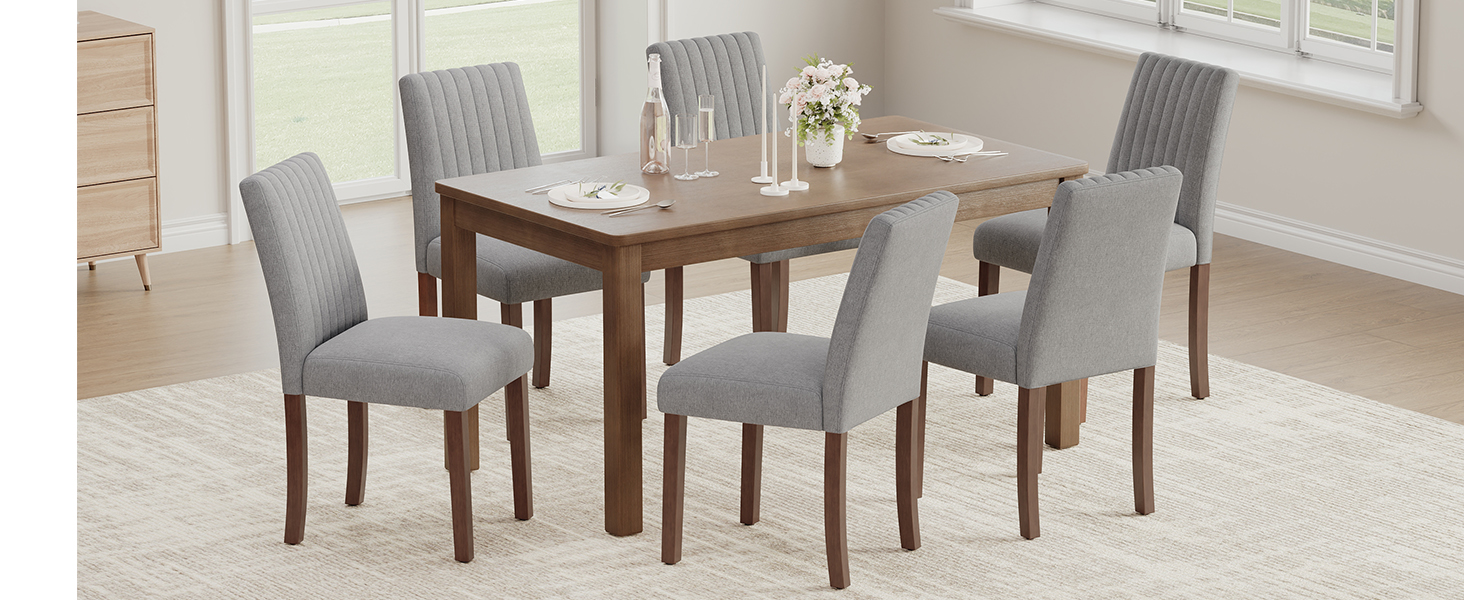 COLAMY Комплект з 2 обідніх стільців, м'який дизайн, спинка, для кухні, ресторану, сірий колір