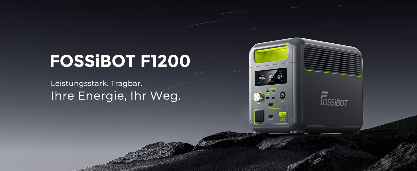 Портативна електростанція FOSSiBOT F1200, 1024Wh LiFePO4, 1200W (2400W пік), сонячний генератор, USB-C 100W, швидка зарядка, для дому, кемпінгу та подорожей