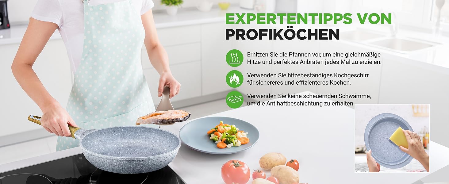 Набір посуду NutriChef 22 предмети антипригарний мармуровий блакитний – сковороди, каструлі, аксесуари для кухні, індукція