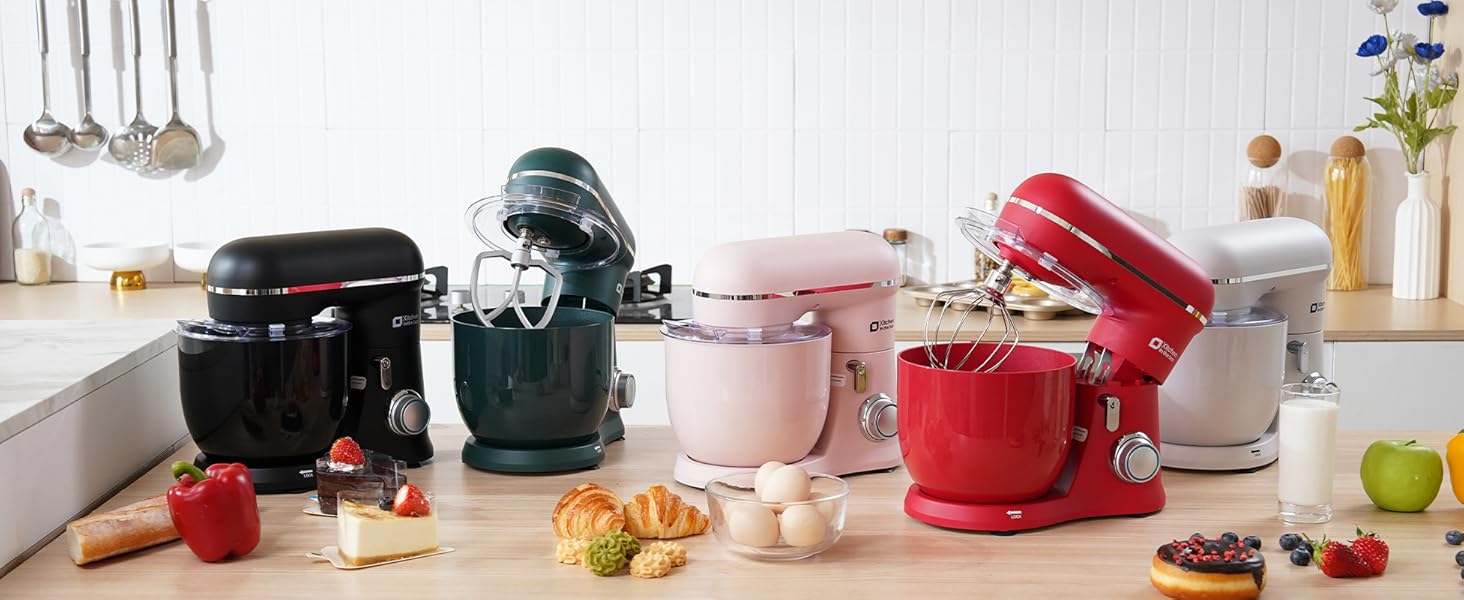 Кухонна машина Kitchen in the Box (Рожева) з двома чашами 3.5L, 10 швидкостей, з міксером та гаком для тіста