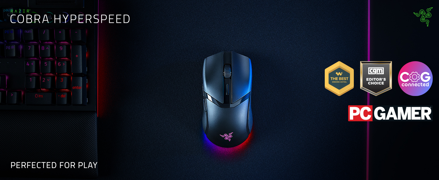 Ігрова миша Razer Cobra HyperSpeed: легка дротова миша з Chroma RGB, оптичними перемикачами 3-го покоління, вагою 57 г, чорна