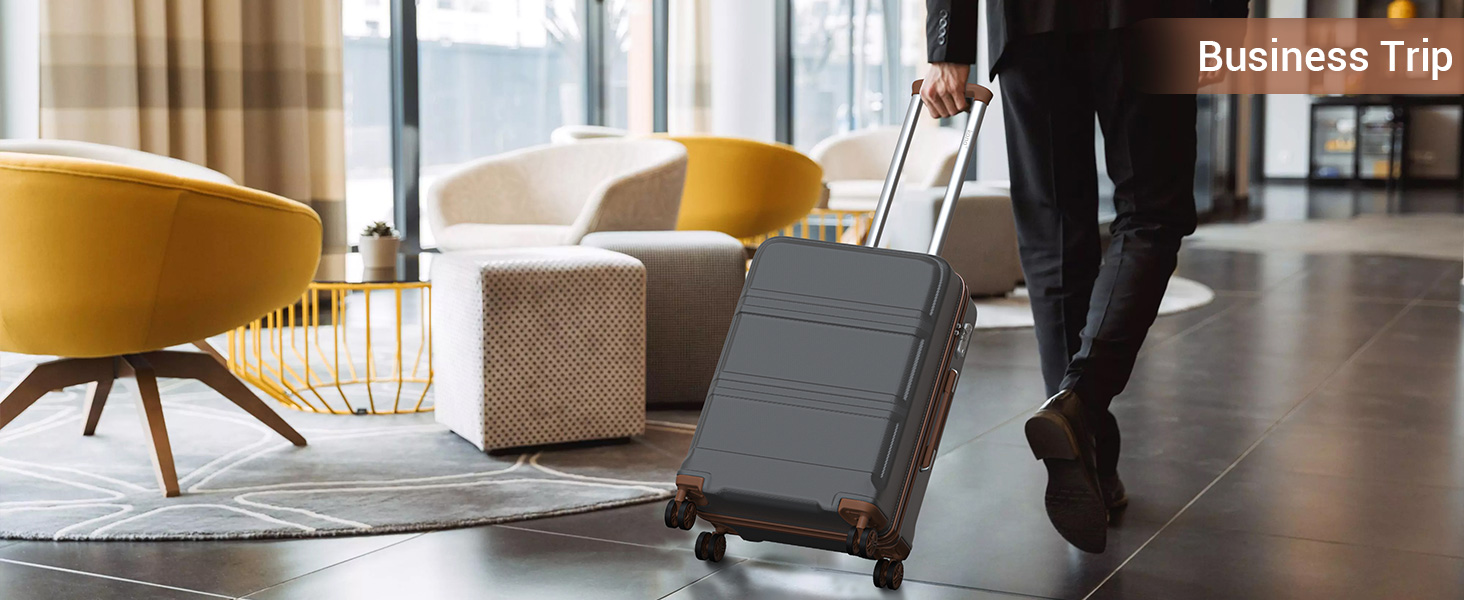 Чемодан-валіза KONO (65см, сірий/коричневий)