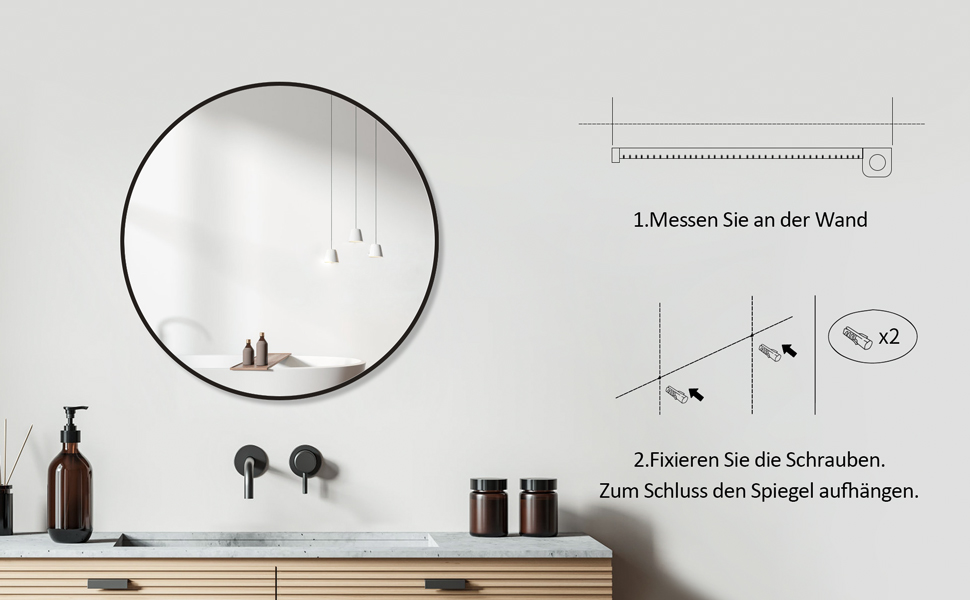 Дзеркало Spiegel для ванної кімнати 40x60 см, чорне, прямокутне, настінне, з металевим каркасом