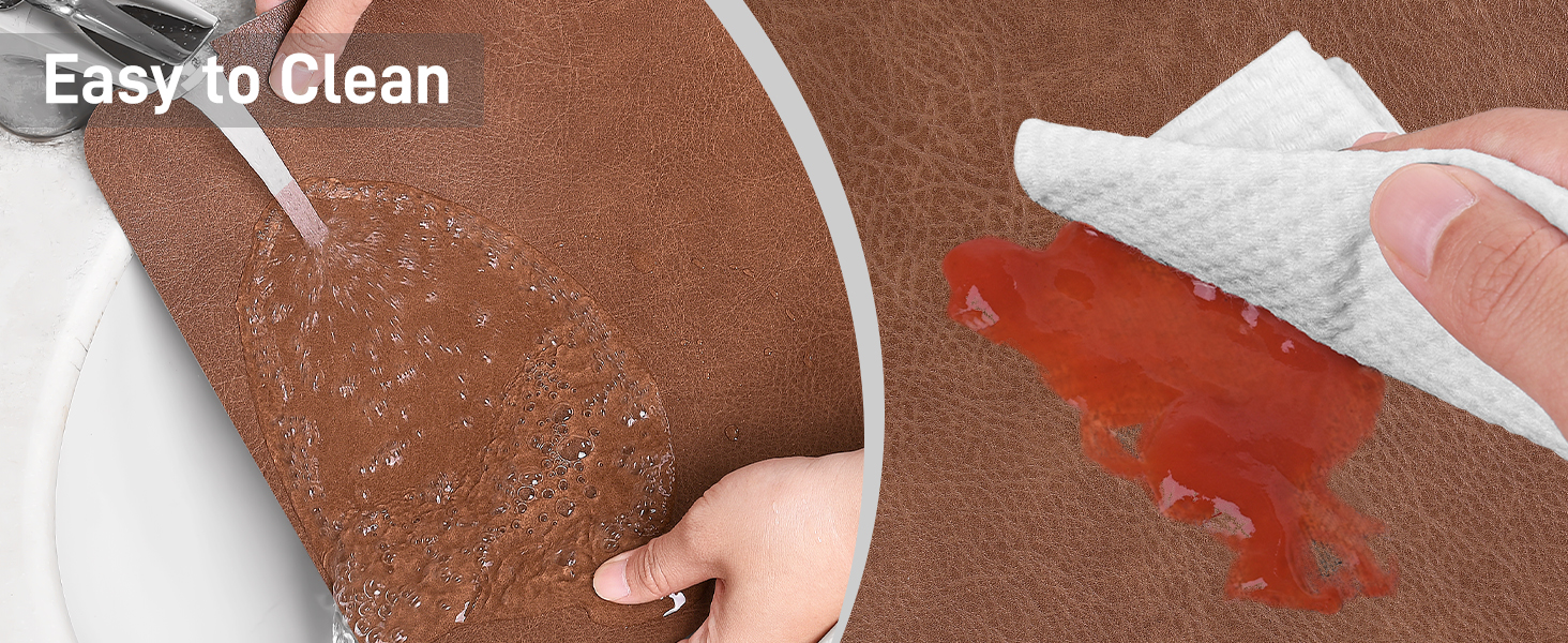 Набір підставок під тарілки 6 шт., неслизькі, миючіся, з кожній стороні, з штучної шкіри, термостійкі, 40 x 30 см (коричневі)