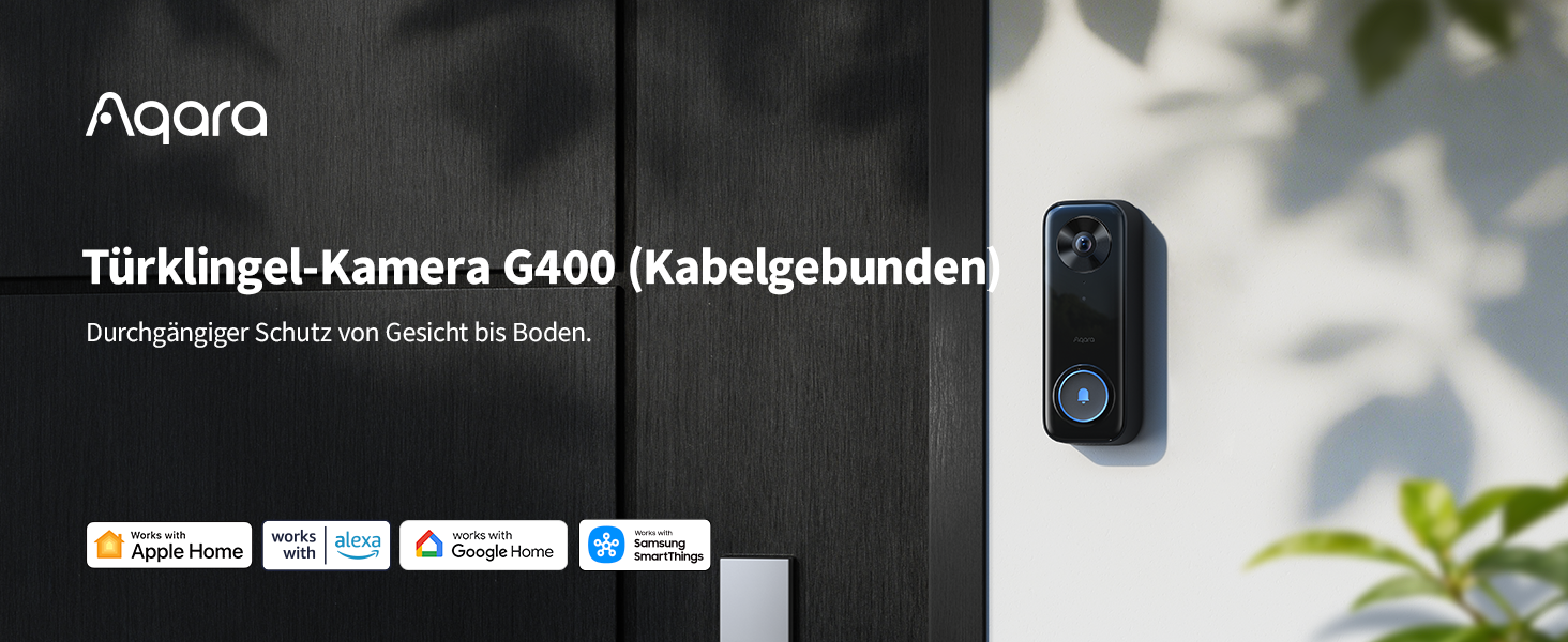 Aqara G400 Відеодзвінок з Chime, 2K HD, PoE/Кабель, HomeKit, Розпізнавання, IP65