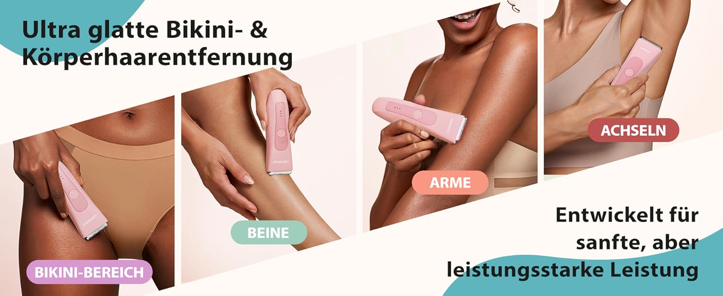 Триммер для тіла MANSPOT Intimrasierer для чоловіків, водонепроникний, з 4 насадками для інтимної зони, грудей, ніг та пахв - рожевий
