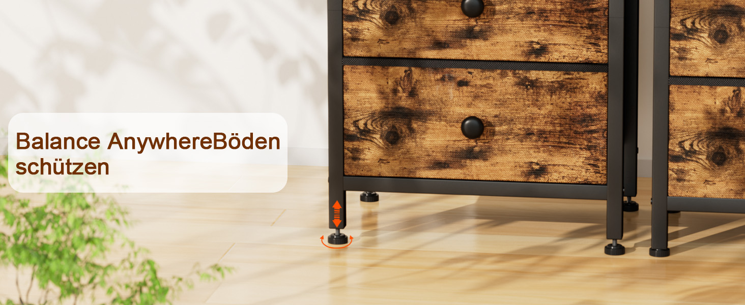 Нічний столик AMHANCIBLE з зарядкою, приліжний столик з висувними ящиками з тканини, журнальний столик з відкритою полицею, з 2 USB-портами та 2 розетками, для спальні, вітальні, HETS020GY-1 (Коричневий)