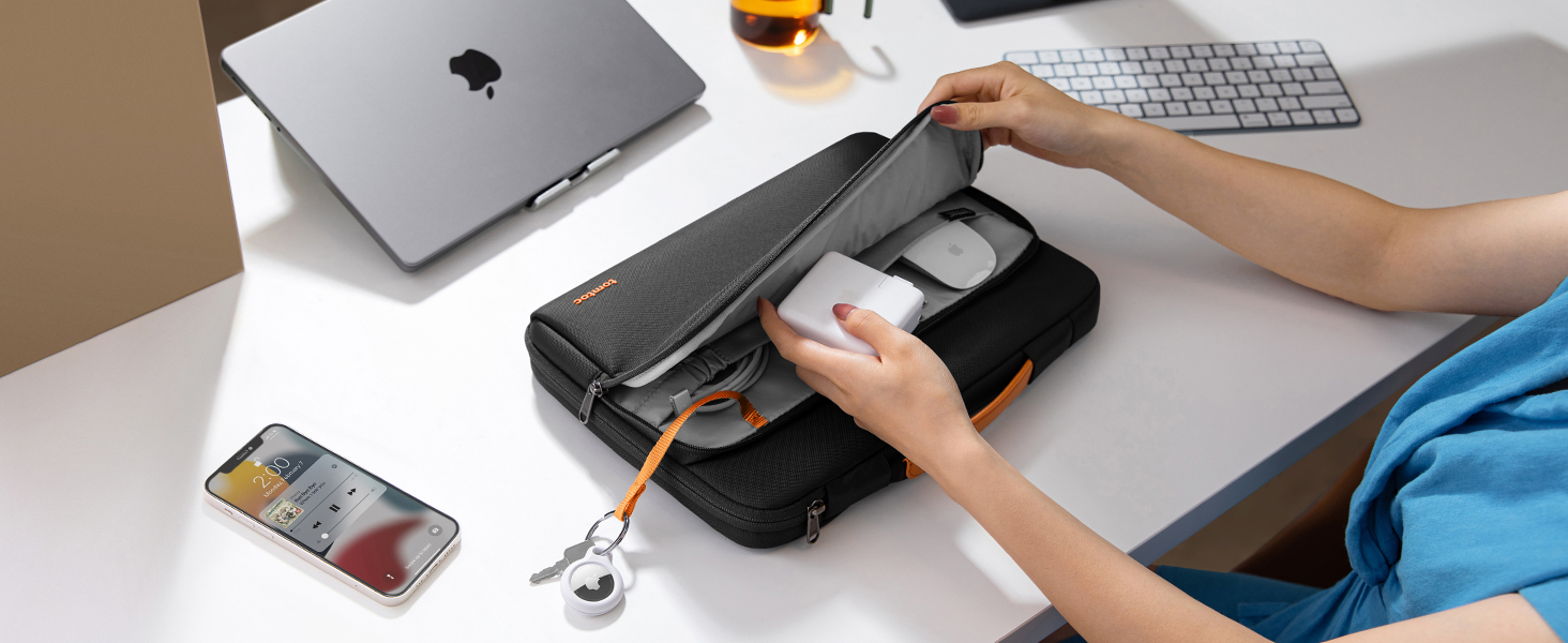 Сумка для ноутбука tomtoc 360° Business для MacBook Air 13 M5 та MacBook Pro 13, захисний чохол чорного кольору