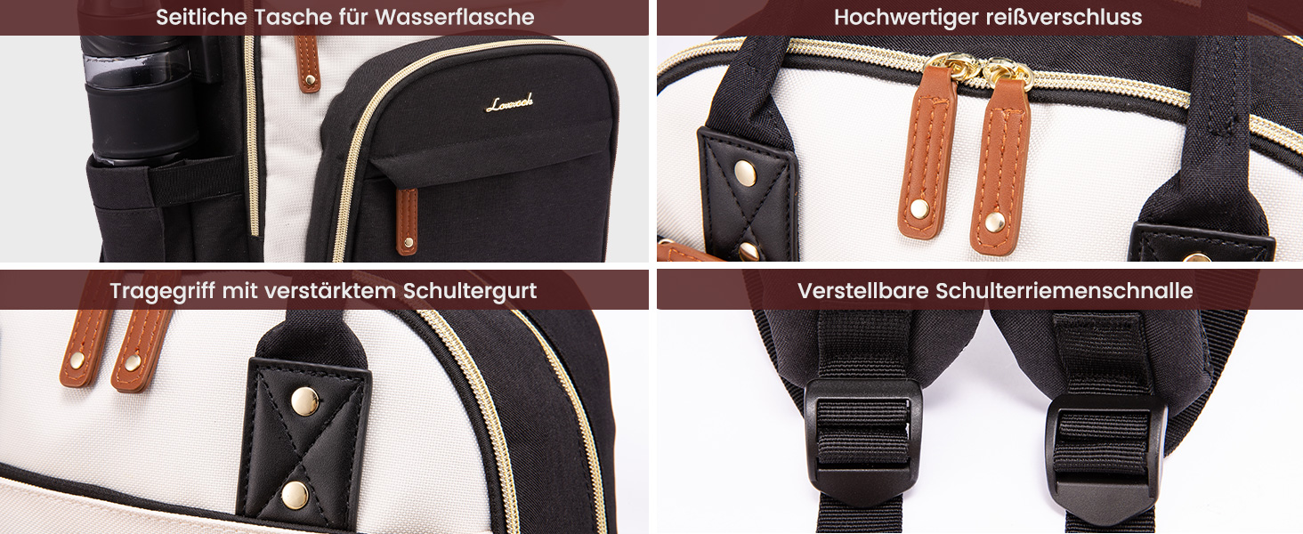 Рюкзак LOVEVOOK для дівчат та хлопців, 15.6 дюймів, водонепроникний, з відділенням для ноутбука, для школи, подорожей, роботи, легкий, чорний, бежевий, коричневий, шкіряний (PU)