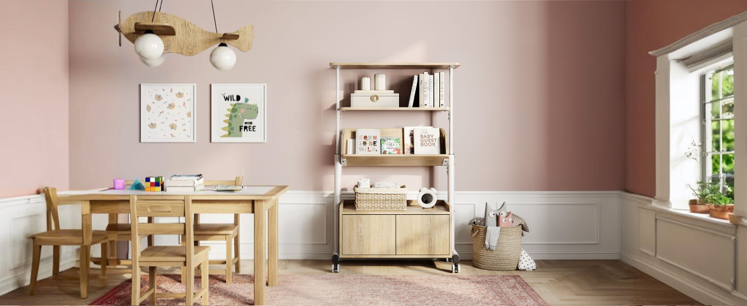 Стіл для принтера Fenge на колесах з органайзером, 3 яруси, білий (45.3x33.5x53.5 см)