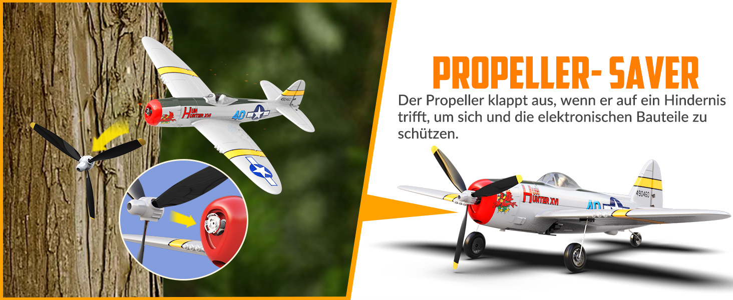 Радіокерований літак Volantexrc P-47 RTF 2.4GHz з гіростабілізацією, USB зарядкою, акумулятором та пультом – для початківців та досвідчених пілотів