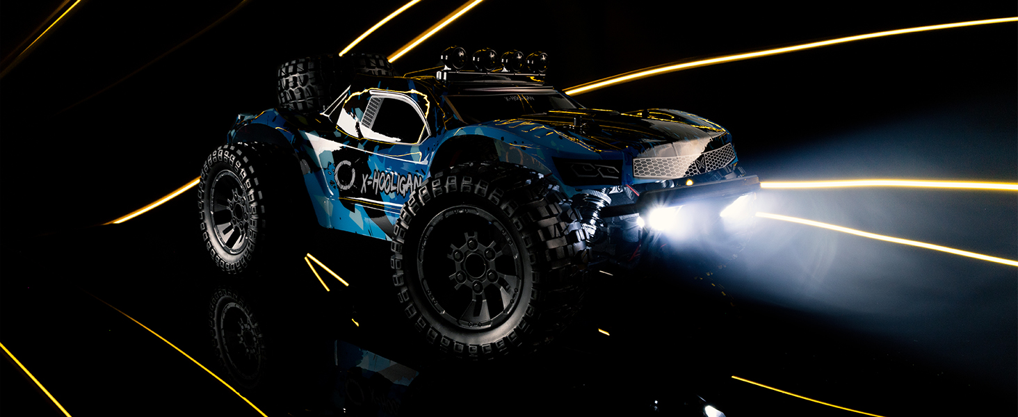 Overmax Hooligan RC 1:10 - Повнопривідний радіокерований автомобіль 35 км/год, 100 м, 2x1800 mAh, IPX5, LED, Металевий привід