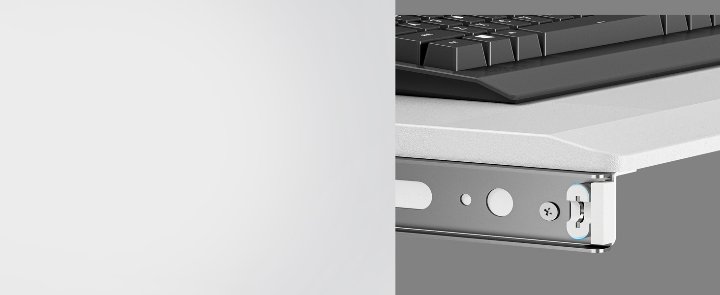 Висувна підставка для клавіатури під стіл з К-подібною фіксацією, великого формату, стійка, висувна платформа 838 мм x 280 мм, білий колір