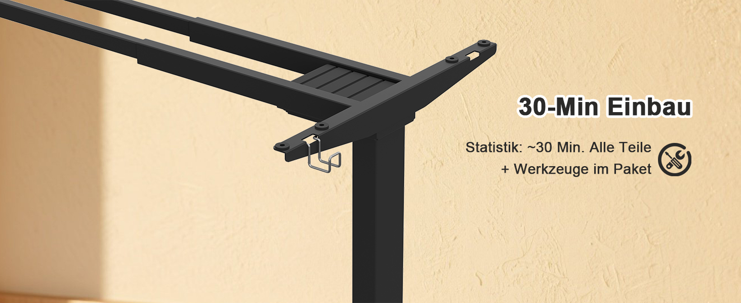 Регульований стіл JUMMICO з міцним металевим каркасом та 2 моторами, 3 режими пам'яті, для сидячої та стоячої роботи (білий), 100 x 140 см, чорний