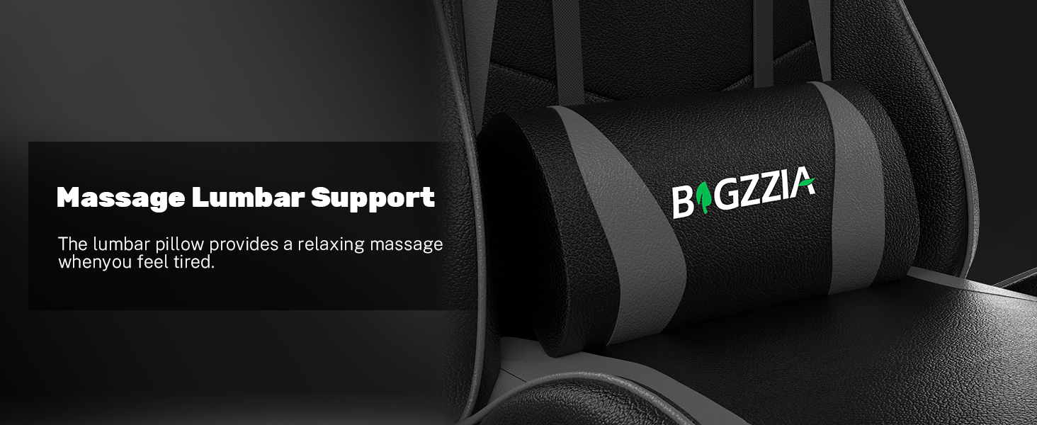 Ігровий крісло Bigzzia - ергономічне крісло для ПК з підголівником, RGB підсвічуванням, для юнаків та дорослих (чорно-сірий, без LED)