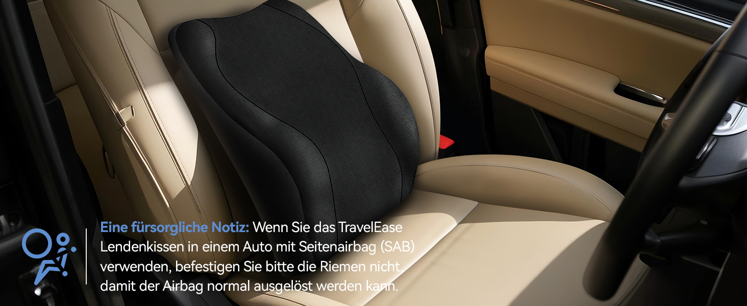 Подушка для спини Ergonomisches RückenKissen Travel Ease з гелевою піною Memory Foam, для офісного крісла, з антистатичним, приємним до шкіри чохлом, для комфортної посадки (Чорний)