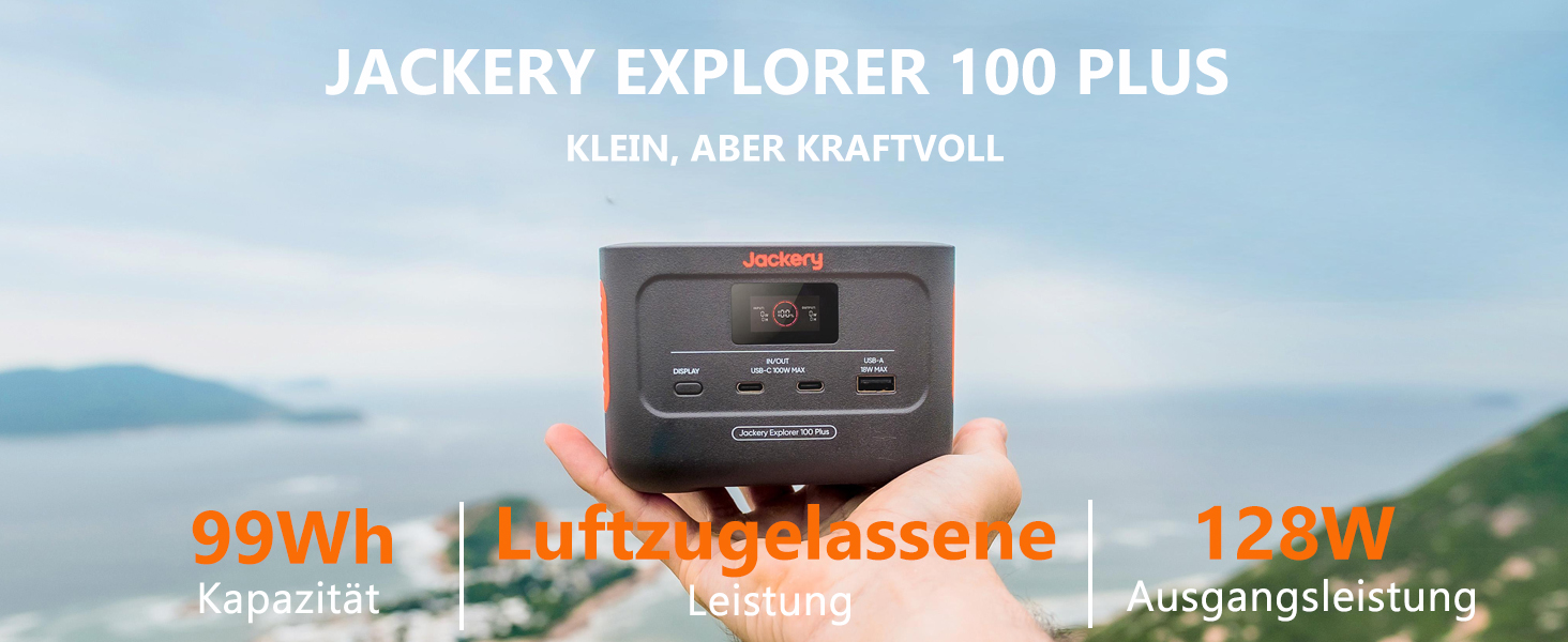 Jackery Explorer 100 Plus: портативна електростанція з LiFePO4 акумулятором 99Wh, 128W, 3 порти, для подорожей та надзвичайних ситуацій