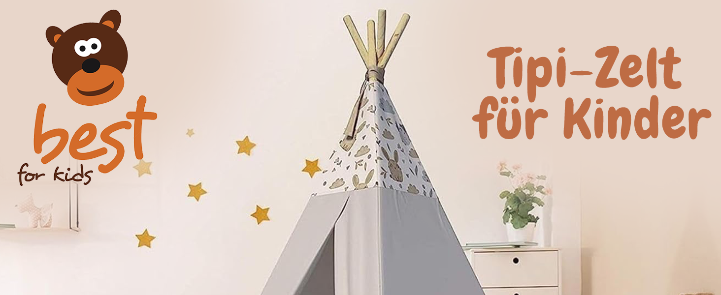 Тіпі-намет для дітей | Ігровий намет для дитячої кімнати | Намет-вігвам з м'якими подушками | Міцний намет-вігвам у стилі індіанців | Безпечний намет-вігвам для дому | Сірий намет-вігвам з тваринами для дитячої кімнати