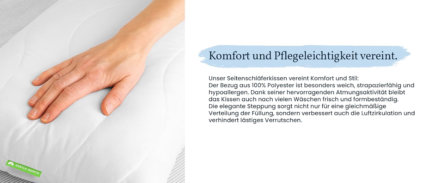 Подушка для сну на боці Gentle North 40x145 см, довга анатомічна подушка для тіла з мікроволокном, що миється, для дорослих