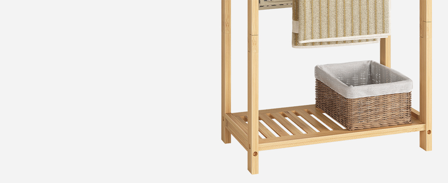 HOOBRO Лежак для рушників бамбуковий, підставка для рушників, вішалка для одягу, 42 x 24 x 77,5 см, для спальні та вітальні