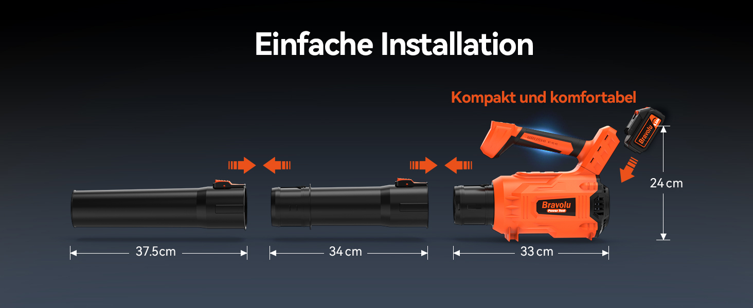 Акумуляторний повітродув Bravolu 21V: потужність 210 км/год, 4.0 Ah, 6 швидкостей (5200mAh x 2), з зарядним пристроєм