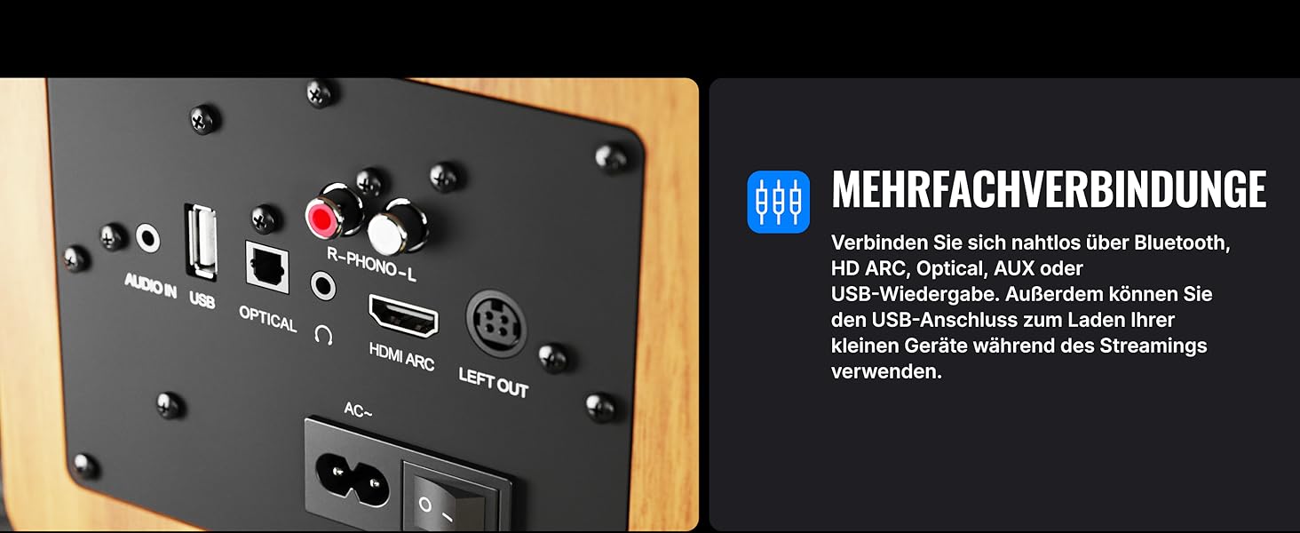 Активні Bluetooth-колонки Majority D100X 100W, вуглецеві драйвери, HDMI ARC, RCA, Optical, Phono, AUX, білі