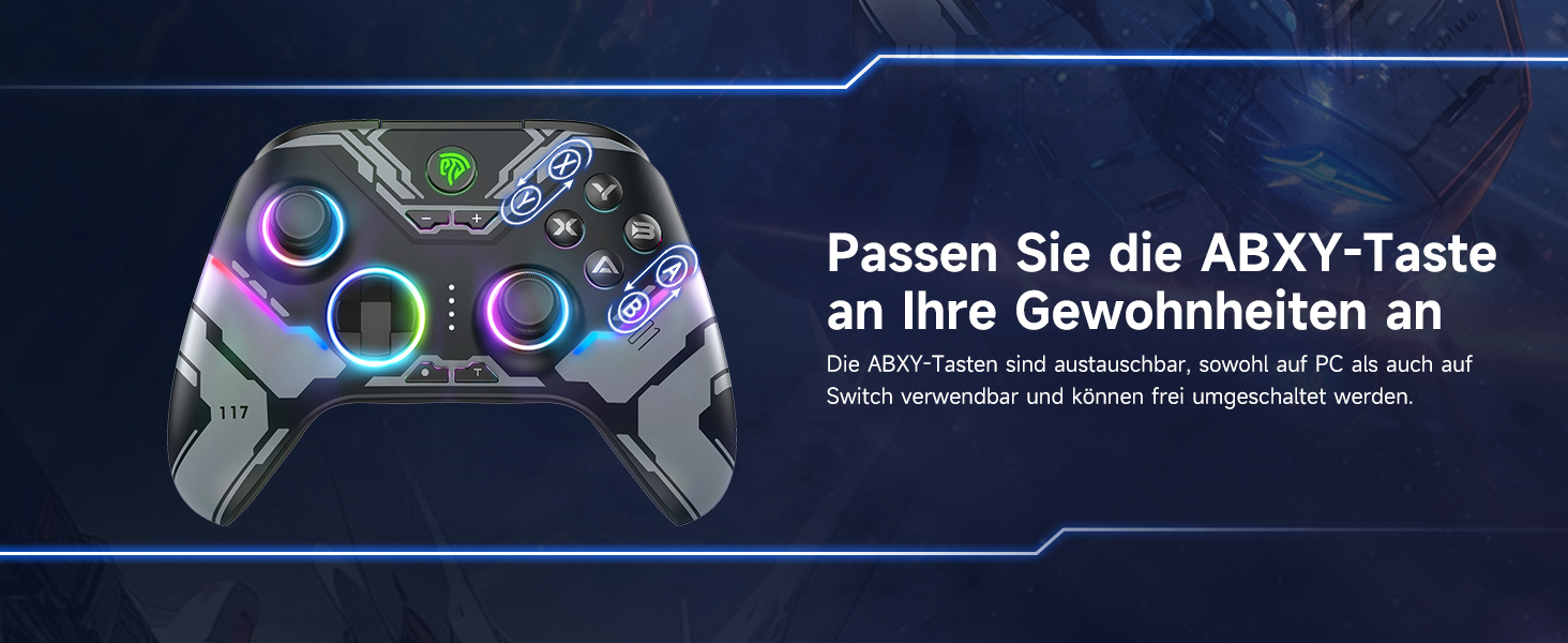 Бездротовий геймпад EasySMX X15 з підсвічуванням RGB, Hall-аналоговий джойстик та тригери, Bluetooth для PC/Switch/Android