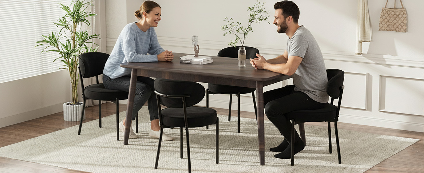 Обідні стільці COLAMY з м'яким сидінням 10 см – Сучасні стільці з плюшевої тканини Teddy, міцний металевий каркас, для кухні та вітальні, білий (чорний, набір 2 шт.)