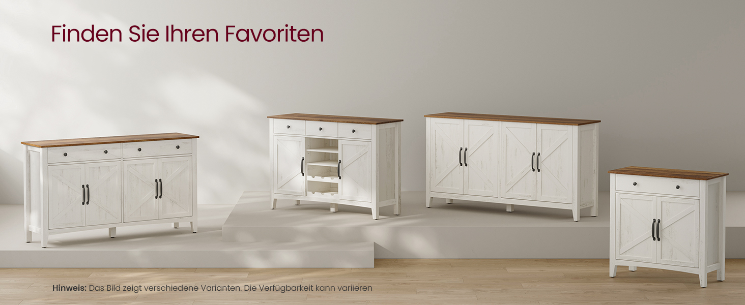 Шафа VASAGLE для кухні, комод з шухлядами, шафа для зберігання з дверцятами, регульована полиця, стиль кантрі, для вітальні, кухні, їдальні, 40 x 140 x 80 см, вінтажний білий + медовий колір BBK381W02