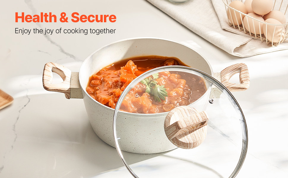 Набір каструль та сковорідок VEVOR з індукційним покриттям (17 предметів) з кришками, антипригарне покриття, для кухні, кемпінгу, приготування соусів та варіння (білий)