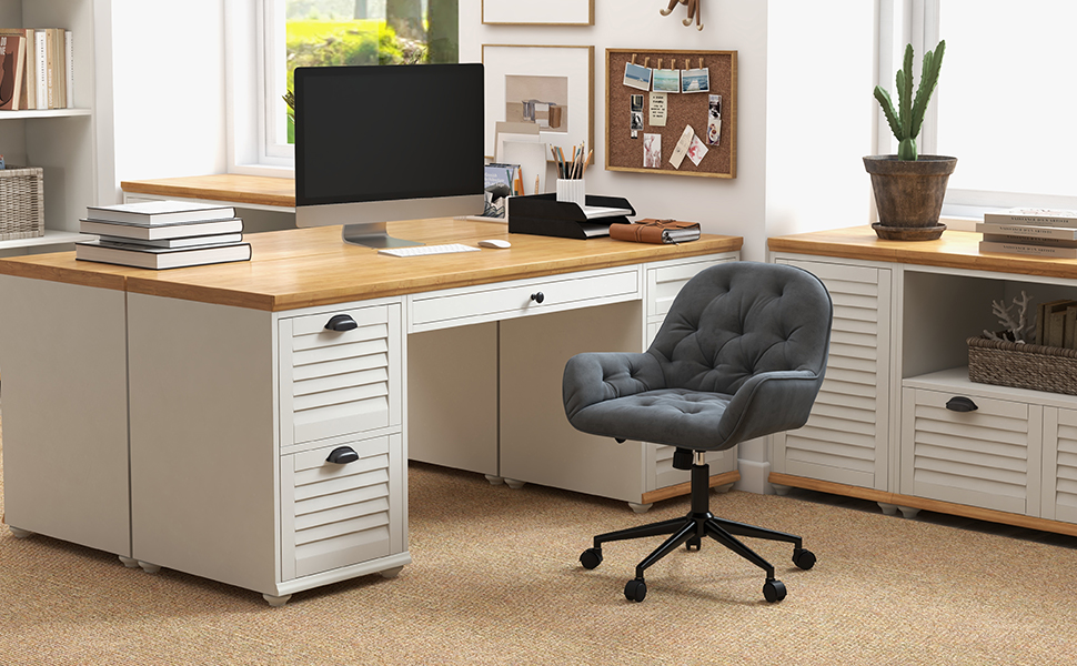 Крісло Vinsetto для офісу та дому: регульоване, поворотне, з оксамитовою оббивкою, до 120 кг, сірий колір