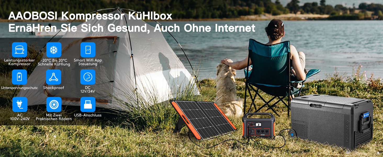 Автомобільний компресорний холодильник AAOBOSI 38л: Електричний охолоджувач для авто, кемпінгу, риболовлі (-20°C/+20°C), 12/24V/230V, USB