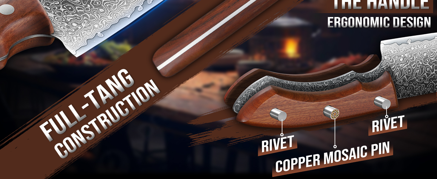 Кухонний ніж для м'яса DRAGON RIOT з дамаської сталі, японський професійний ніж, надгострий, 20 см