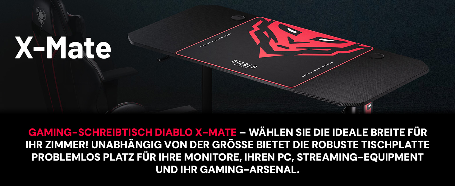 Ігровий стіл Diablo Gaming для ПК та комп'ютера, 160x75x75 см, білий