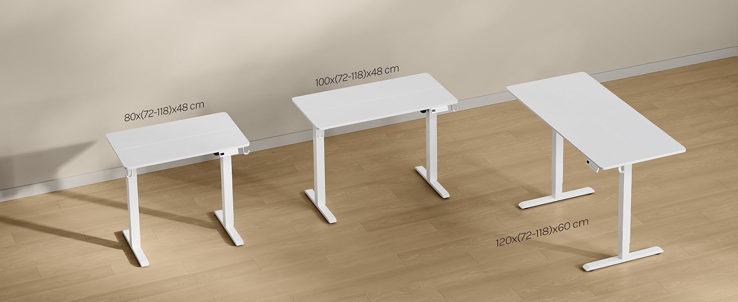 Електричний підйомний стіл WOLTU з функцією пам'яті та захистом від зіткнень, комп'ютерний стіл для дому та офісу, 100 x 48 см, білий