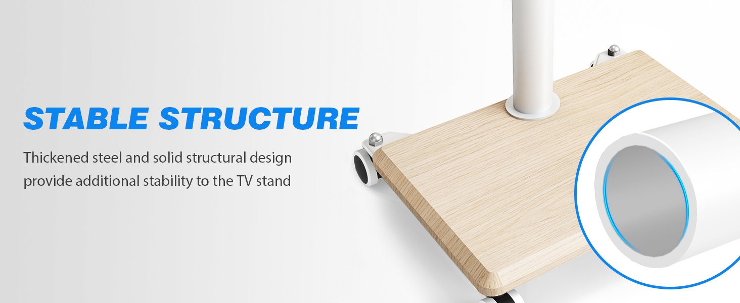 Підставка для телевізора на колесах з полицею, телевізійна тумба, мобільна підставка для телевізора 27-55 дюймів, до 40 кг, VESA 400x400 мм (Бежева)