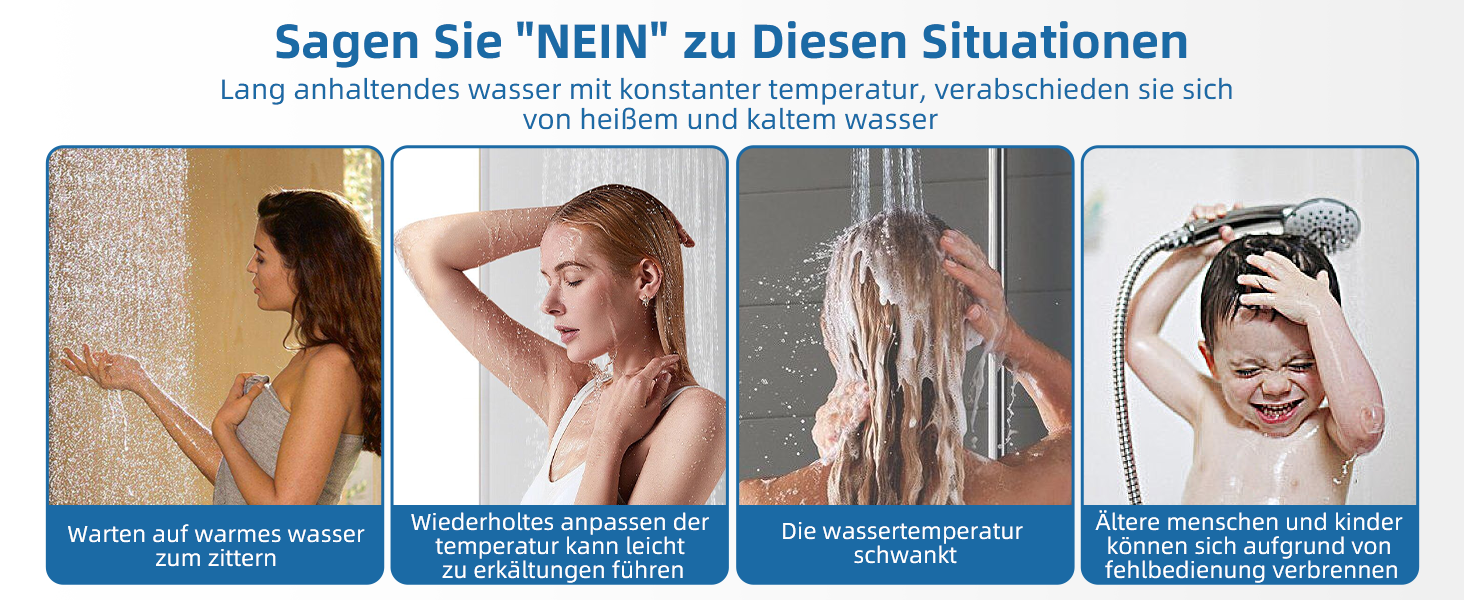 Змішувач для ванни з термостатом Uten, ванний термостат з 38°C захистом, 2 виходи для води, латунь (срібло)