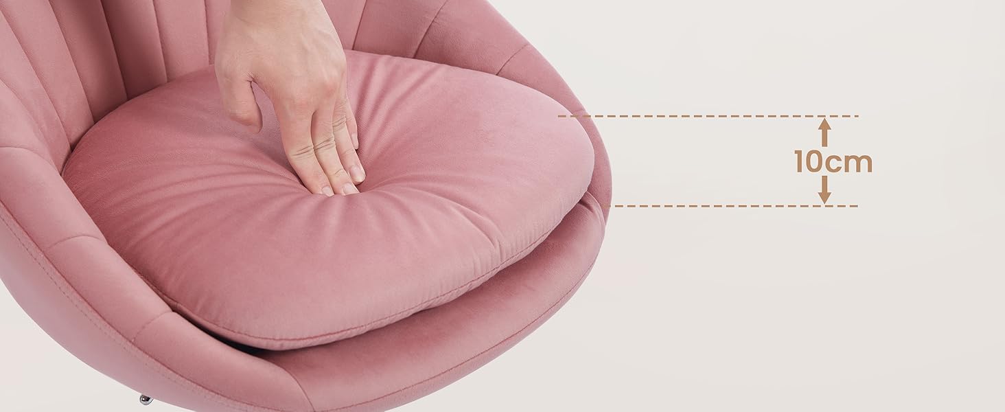 Крісло для дому та офісу WOLTU, ергономічне крісло, крісло для макіяжу, обертове крісло на колесах, крісло для робочого кабінету та спальні, з вагою до 150 кг, оксамит, бежеве, BS167cm