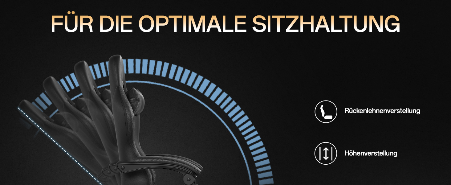 Ігровий крісло JUMMICO з масажем, ергономічний офісний крісло з підголовником для попереку, регульована спинка 90-135°, підставка для ніг, чорний, до 150 кг