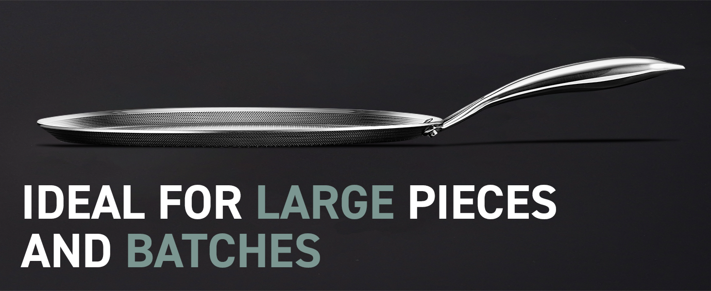 HexClad 30 см гібридна сковорода-гриль з нержавіючої сталі з ручкою Stay-Cool, без PFOA, придатна для миття в посудомийній машині та духовці, з антипригарним покриттям, сумісна з індукційними, керамічними, електричними та газовими плитами