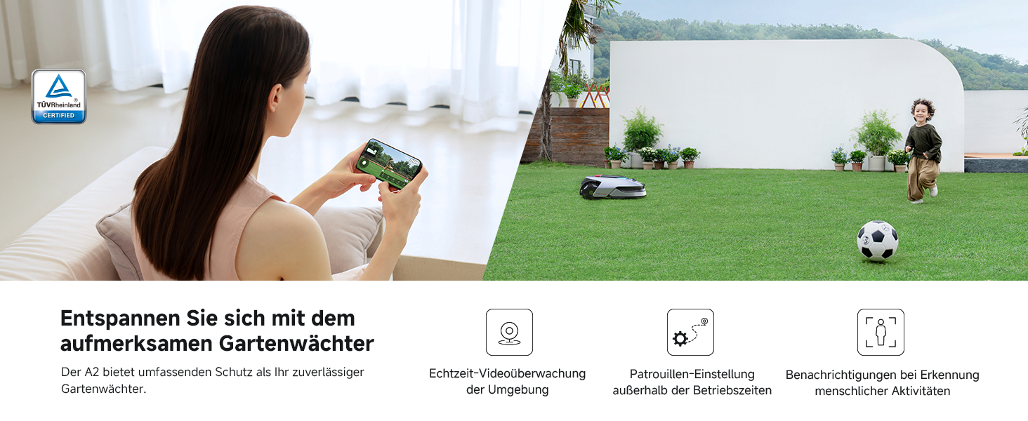 Робот-газонокосар Dreame A1 Pro без дроту, LiDAR 360°, 2000 м², керування через додаток, OmniSense, розумне уникнення перешкод (56.5 x 27 x 43.9 см)