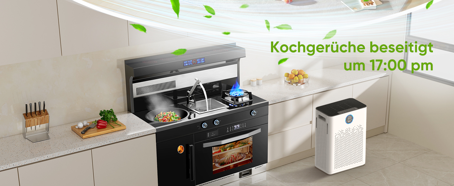 Повітряний фільтр з керуванням через додаток, HEPA H14, фільтр з активованим вугіллям, розумний очищувач повітря для дому з Alexa, для великих приміщень, Smart WiFi, KJ3-7S