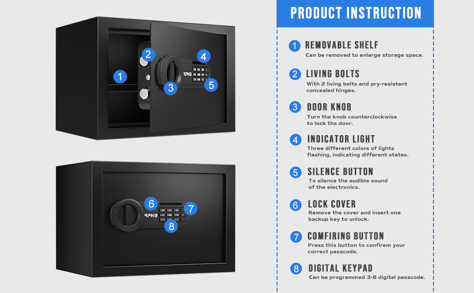 Сейф RPNB Luxus з цифровим замком, 14л - для дому, офісу, готелю, зберігання грошей та коштовностей