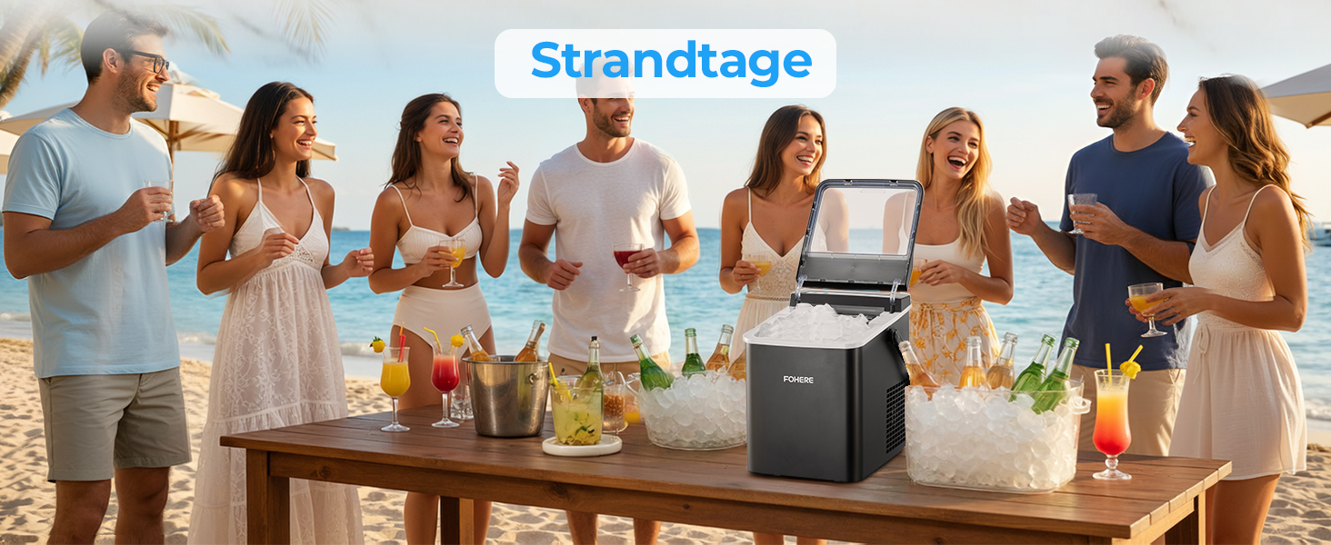 Льодогенератор Fohere портативний з ручкою, 14 кг/24 год, кулі 9 шт за 5 хв, 2 розміри, самоочищення, для дому, кухні, офісу, кемпінгу, вечірок