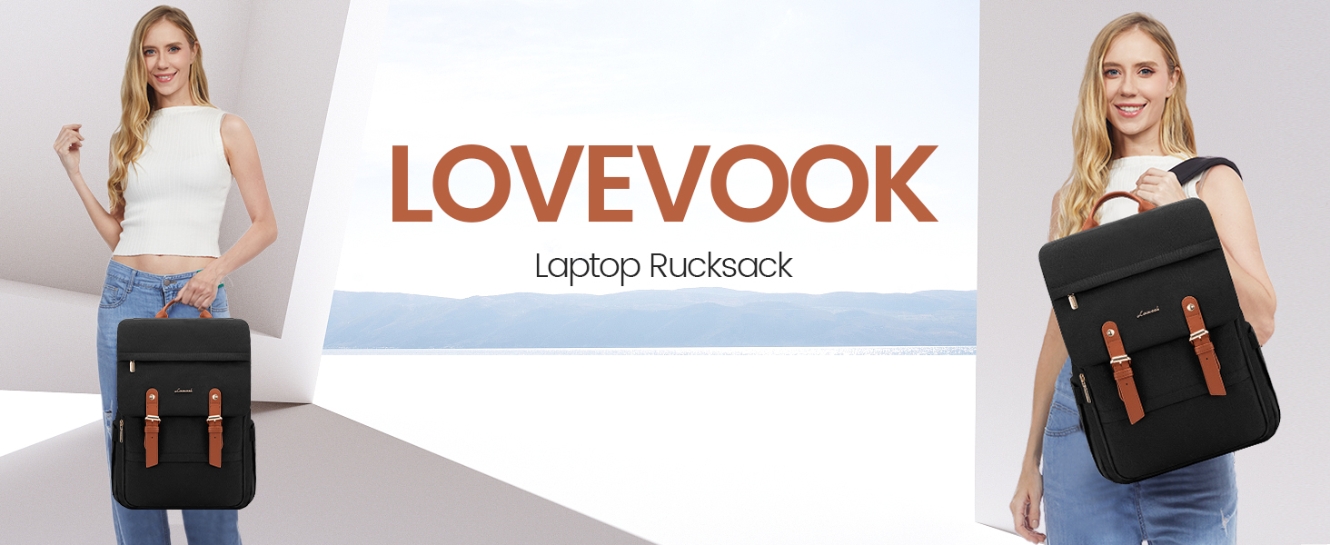 Шкільний рюкзак LOVEVOOK для підлітків та дорослих, водонепроникний дорожній рюкзак з відділенням для ноутбука 17.3 дюймів, містка сумка для школи, бізнесу та подорожей, чорний