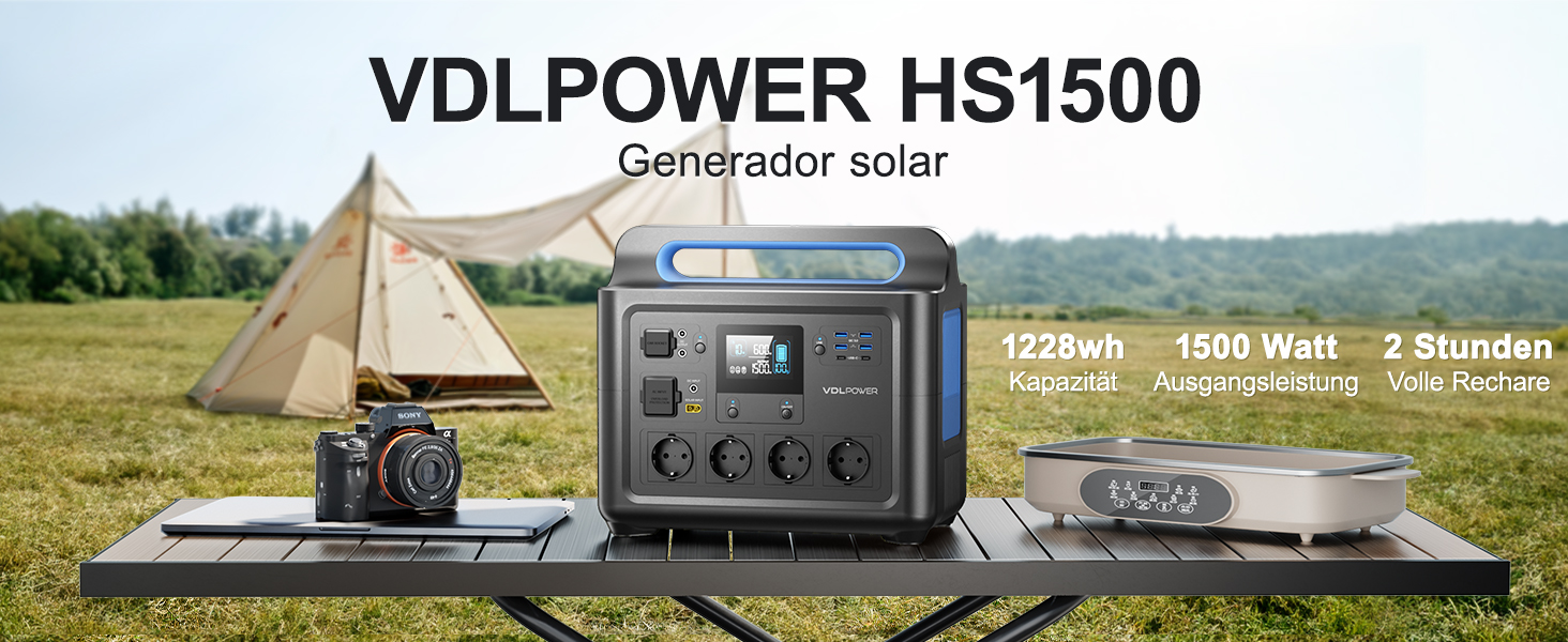 Портативна електростанція VDL 1500W, HS1500, 1228Wh, LiFePO4, для кемпінгу та відпочинку на природі